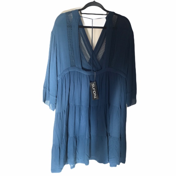 IRO Fandy Navy V-neck Open Back Flowy Mini Dress - Picture 6 of 10